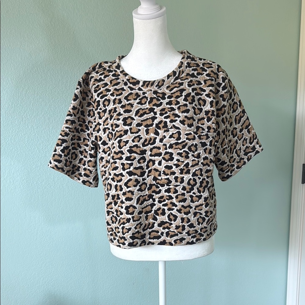 Maeve Leopard Print Short Sleeve Top